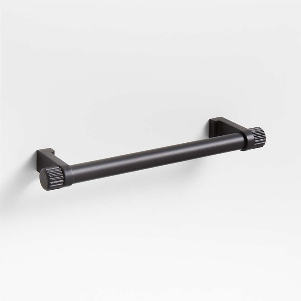 🌙 B19 - Crate and Barrel Modern 5" Fluted Matte Black Cabinet Drawer Bar Pull